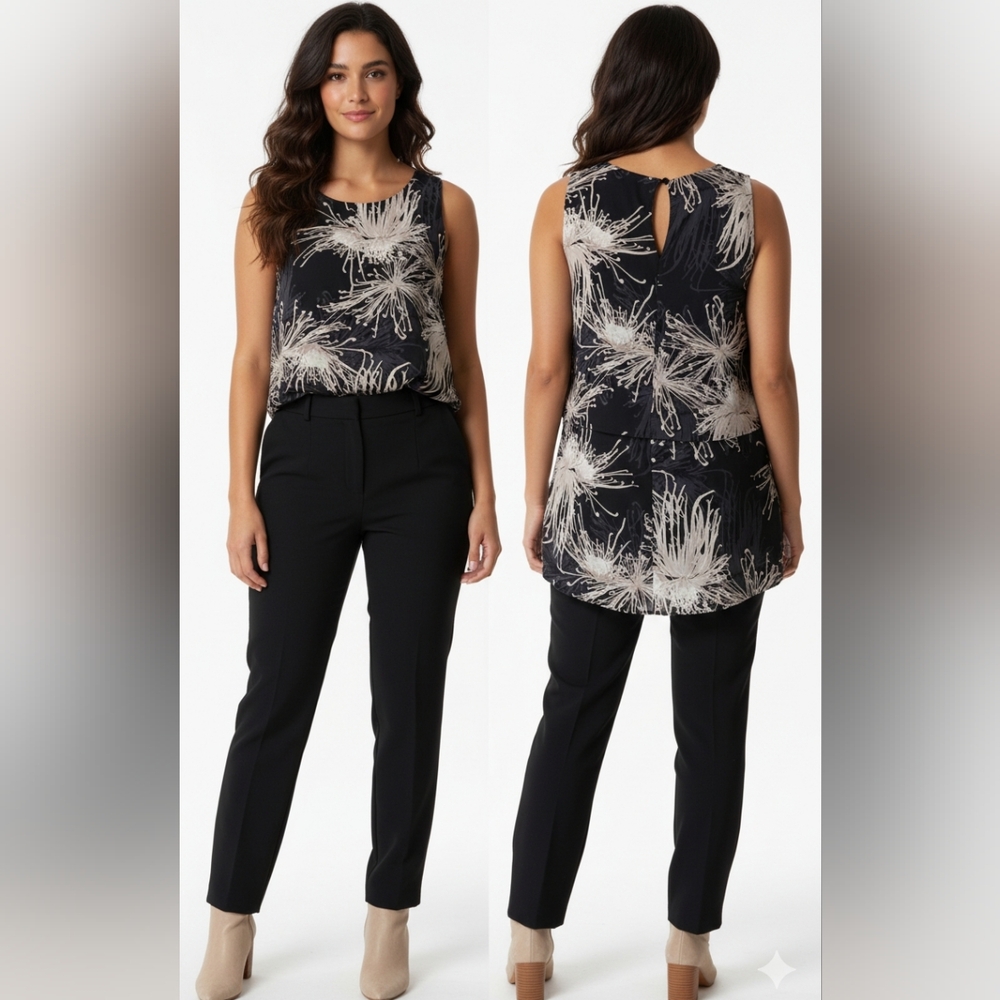 HALSTON‎ HERITAGE WOMEN'S PRINTED  GATHERED TOP / TUNIC SIZE 12